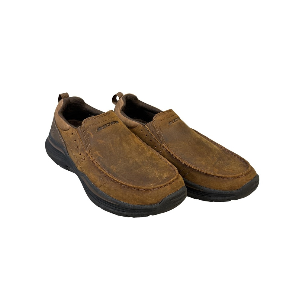 Skechers Shoes Mens Size 9.5 Brown Relaxed Fit Slip On‎ Loafers SN 66146